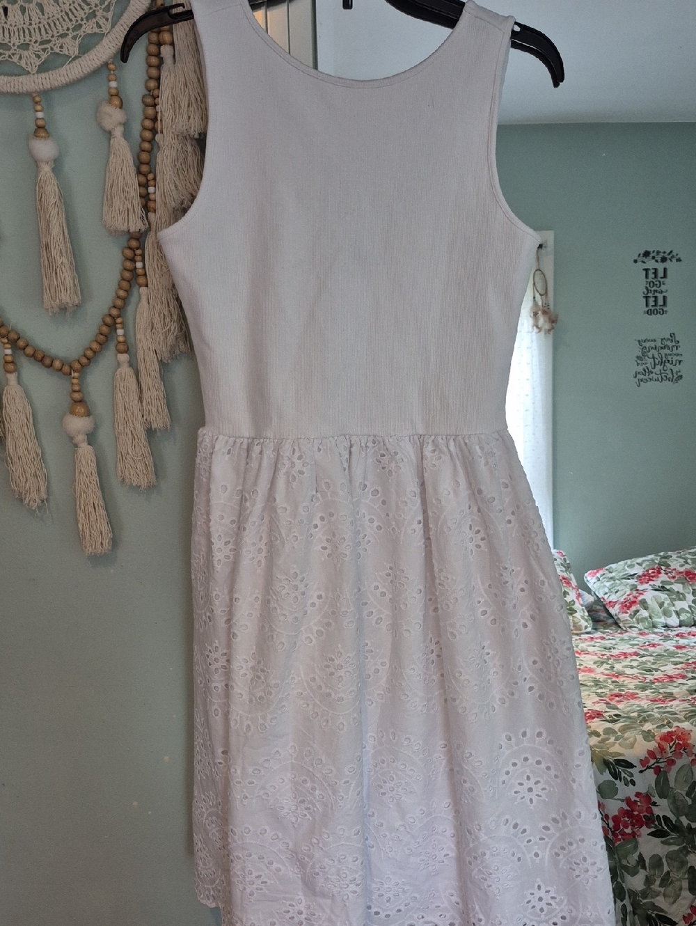 Steve Madden White Eyelet Tank Midi Dress